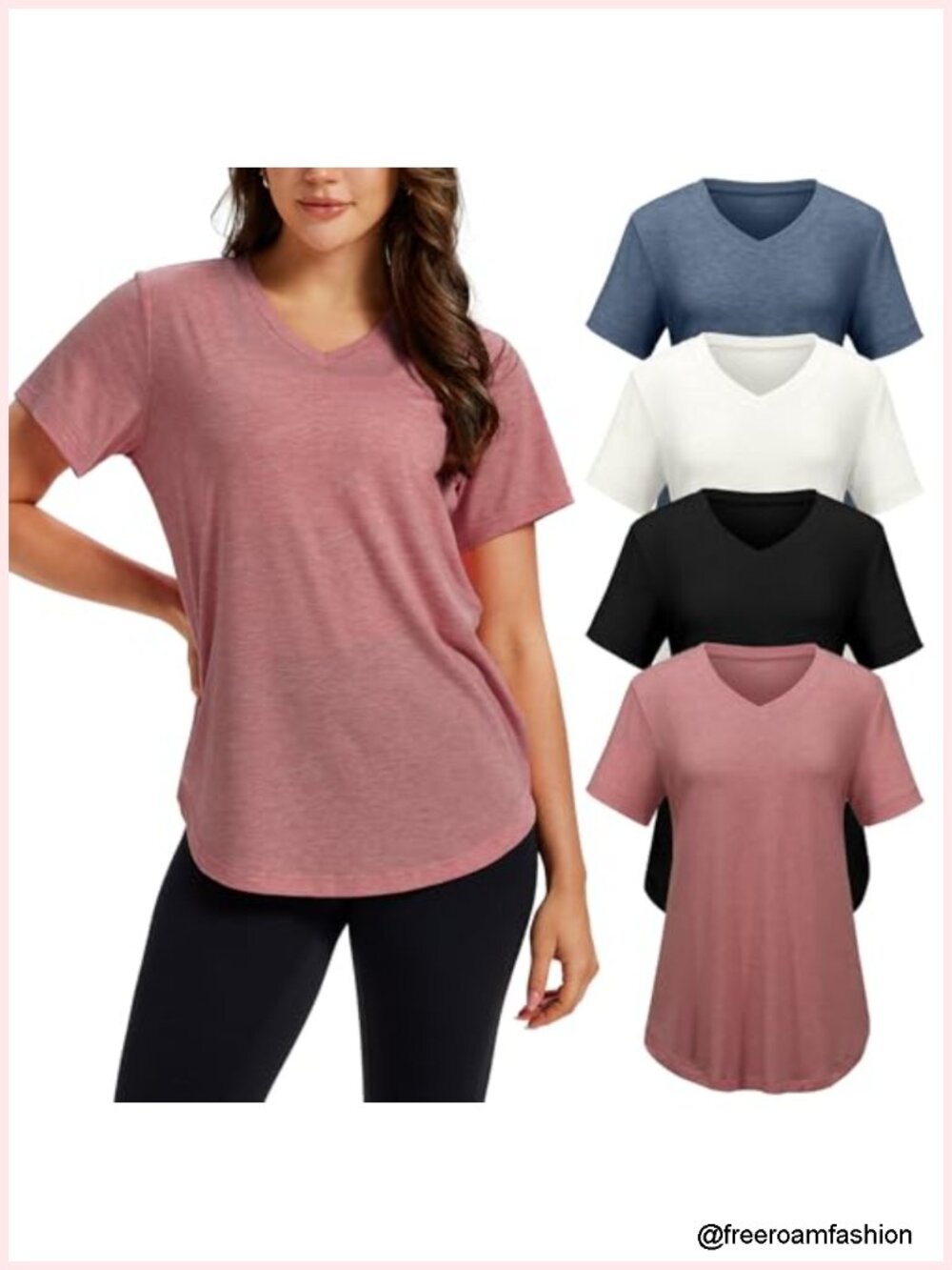 4 Pack V Neck Short Sleeve T Shirts Plus Size Summer Tops S-4XL